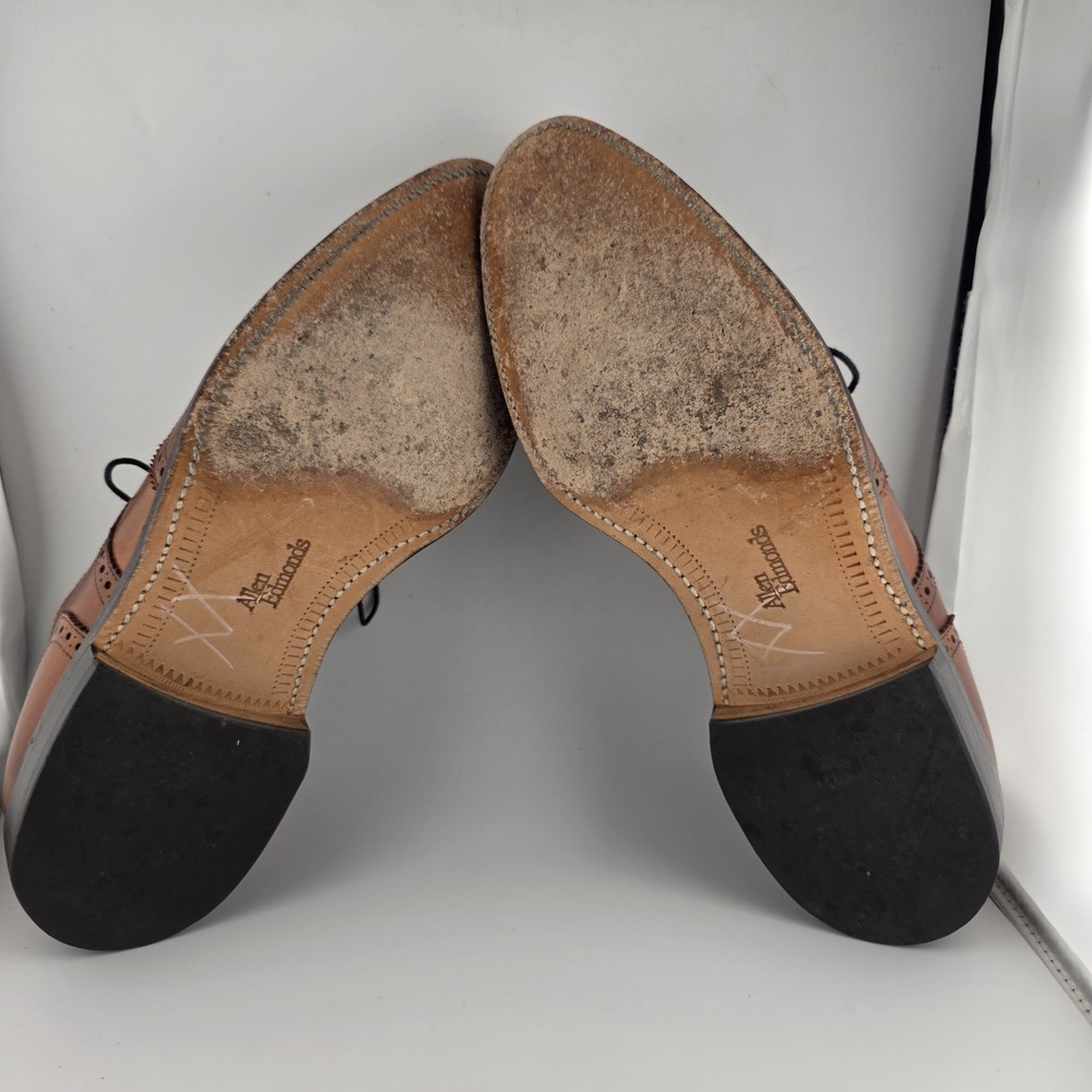ALLEN EDMONDS Lloyd Brown Leather Wingtip Oxfords Men's Size 9 Brown Preppy Used - Picture 6 of 8